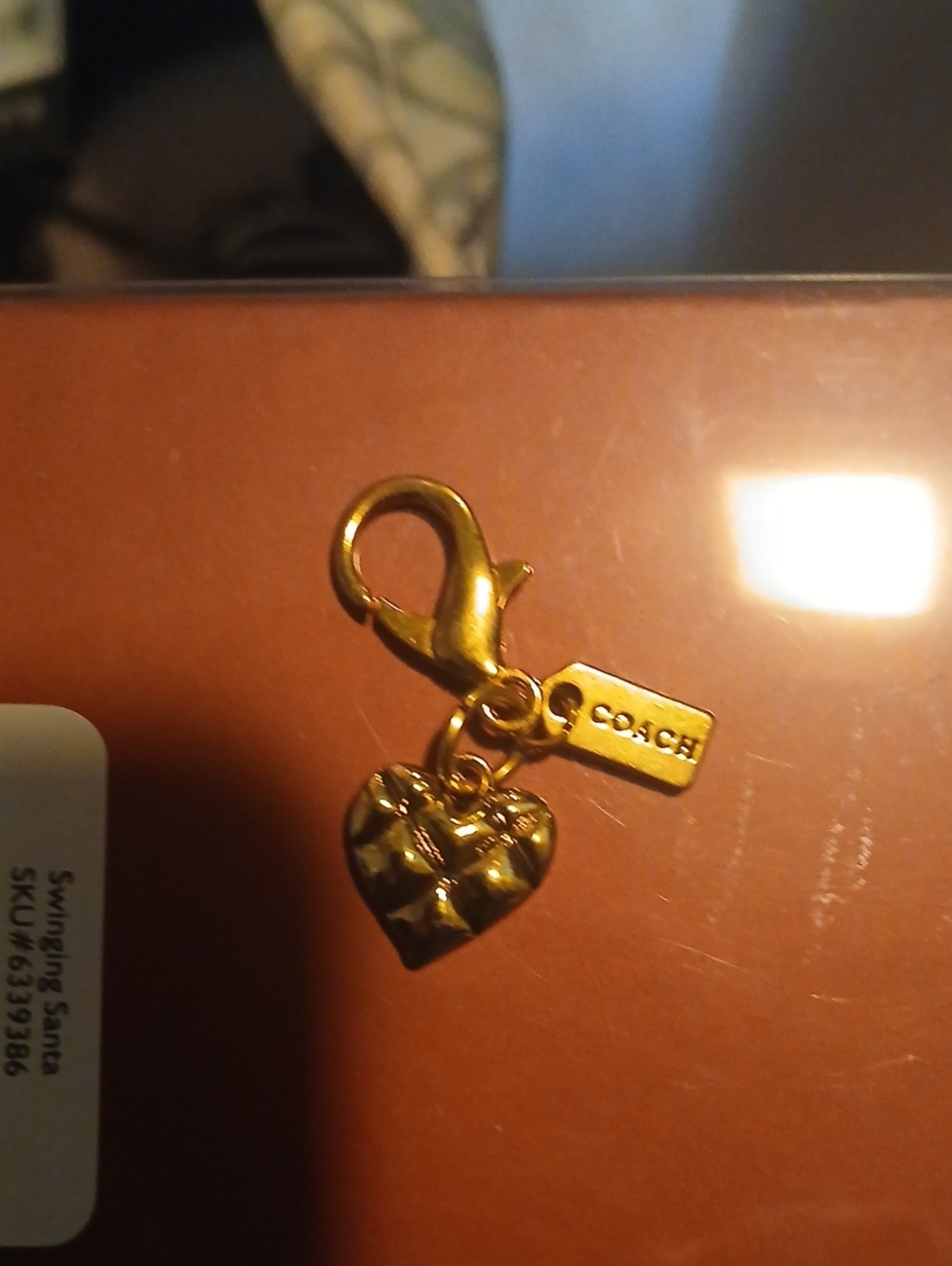 Coach Gold Heart Charm Lobster Clasp Zipper Pull Charm For Necklace